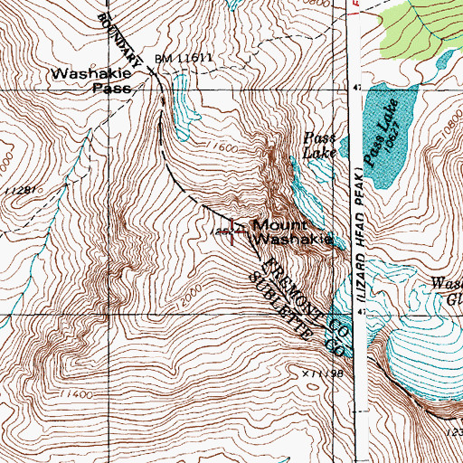 Topographic Map of Washakie Peak, WY