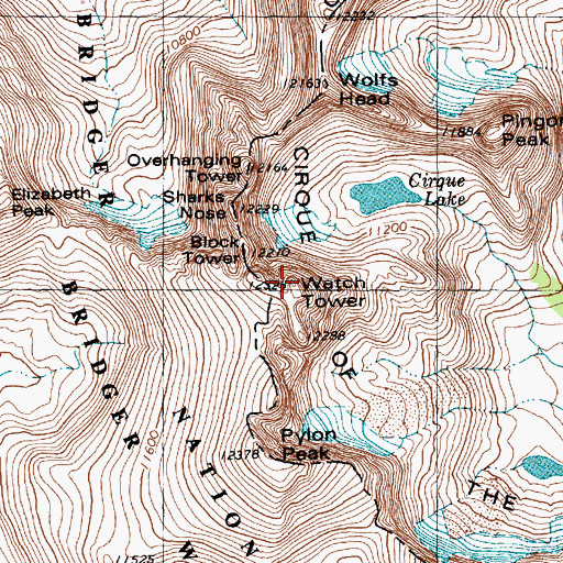Topographic Map of Watch Tower, WY