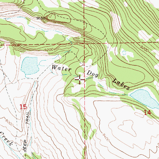 Topographic Map of Water Dog Lakes, WY