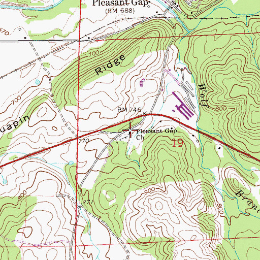 Topographic Map of Pleasant Gap Church, AL
