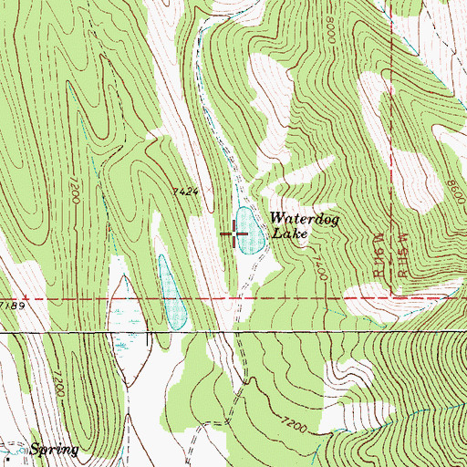 Topographic Map of Waterdog Lake, WY