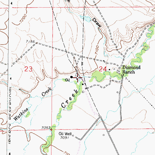 Topographic Map of Watkins Creek, WY