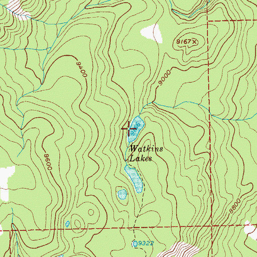 Topographic Map of Watkins Lakes, WY