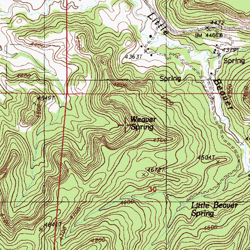 Topographic Map of Weaver Spring, WY