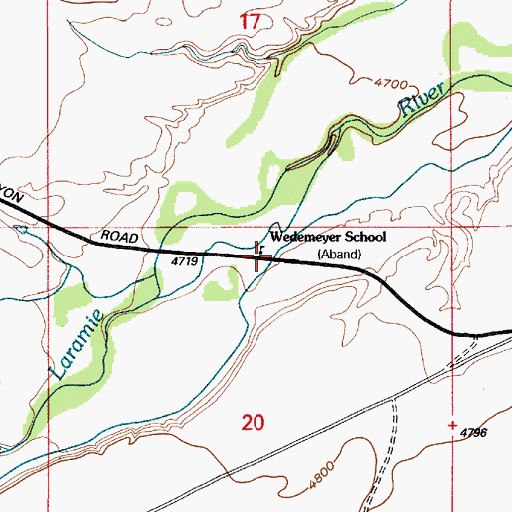Topographic Map of Wedemeyer School, WY