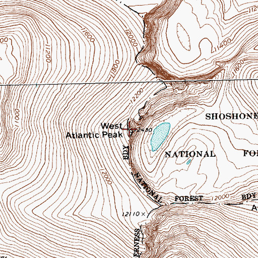 Topographic Map of West Atlantic Peak, WY