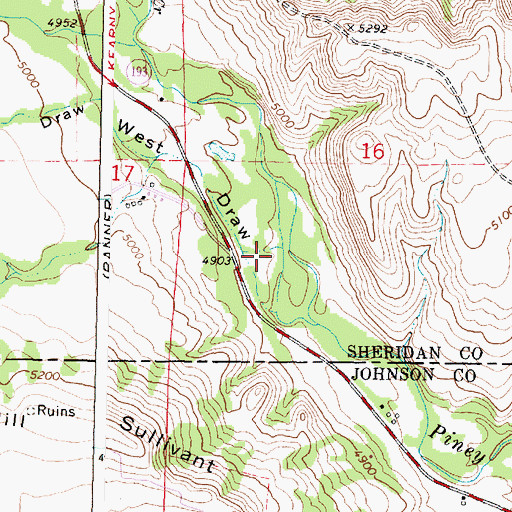 Topographic Map of West Draw, WY