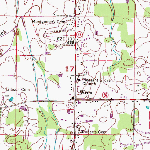 Topographic Map of Pleasant Grove Church, AL