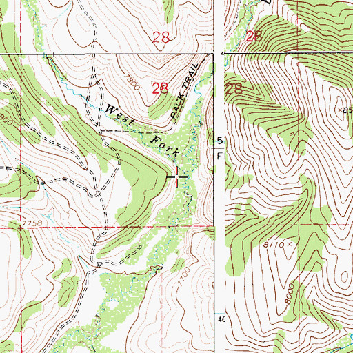 Topographic Map of West Fork Beaver Creek, WY