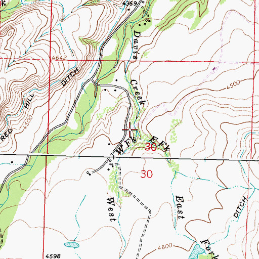 Topographic Map of West Fork Davis Creek, WY