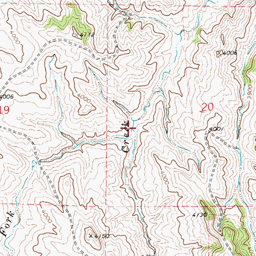 Topographic Map of West Fork Duck Creek, WY