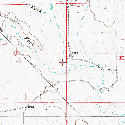 Topographic Map of West Fork Fiddler Creek, WY
