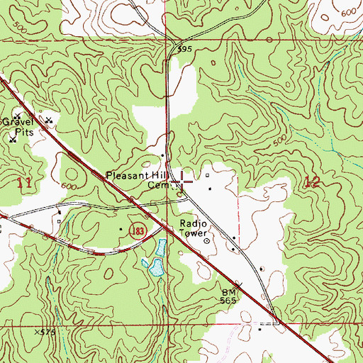 Topographic Map of Pleasant Hill Cemetery, AL