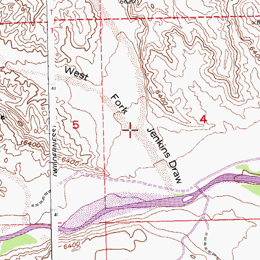 Topographic Map of West Fork Jenkins Draw, WY