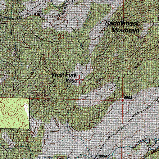 Topographic Map of West Fork Pass, WY