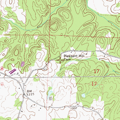 Topographic Map of Pleasant Hill Cemetery, AL