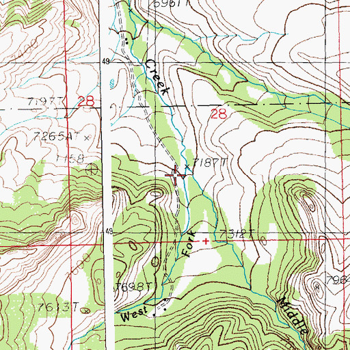 Topographic Map of West Fork Rock Creek, WY