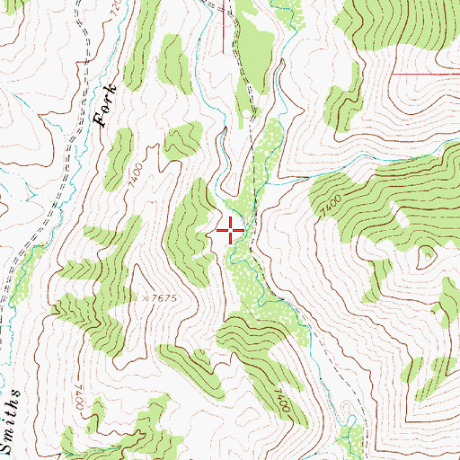 Topographic Map of West Fork Smiths Fork, WY