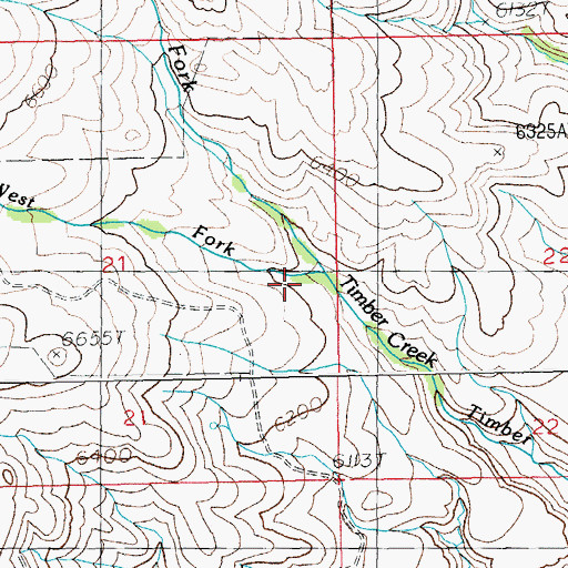 Topographic Map of West Fork Timber Creek, WY