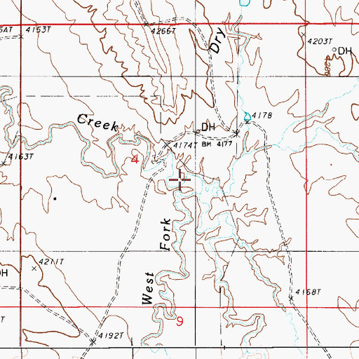 Topographic Map of West Fork Wind Creek, WY
