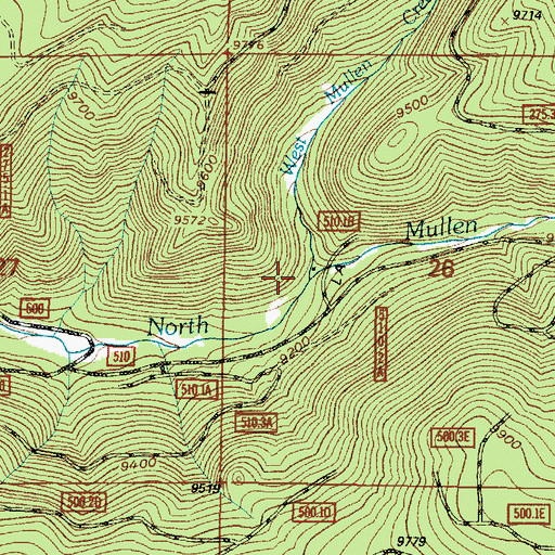 Topographic Map of West Mullen Creek, WY