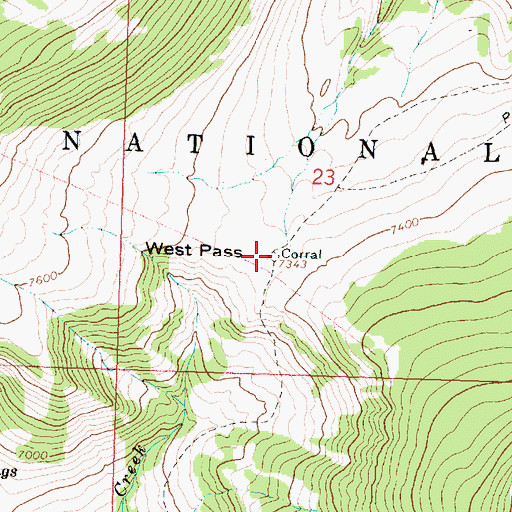 Topographic Map of West Pass, WY