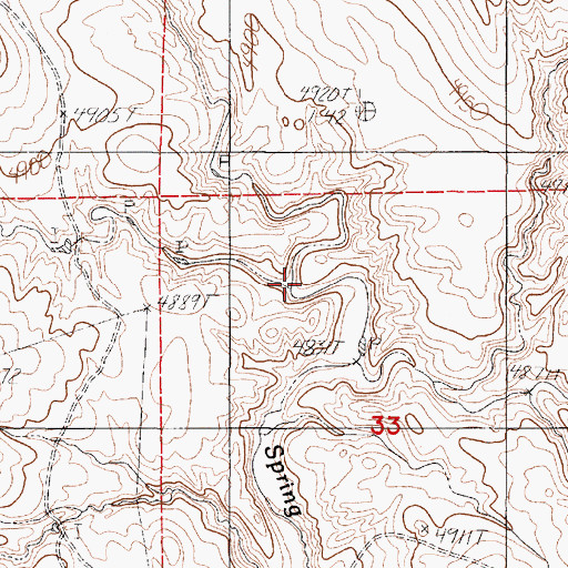 Topographic Map of West Prong Spring Creek, WY
