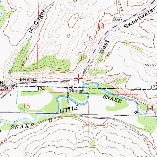 Topographic Map of West Sweetwater Gulch, WY