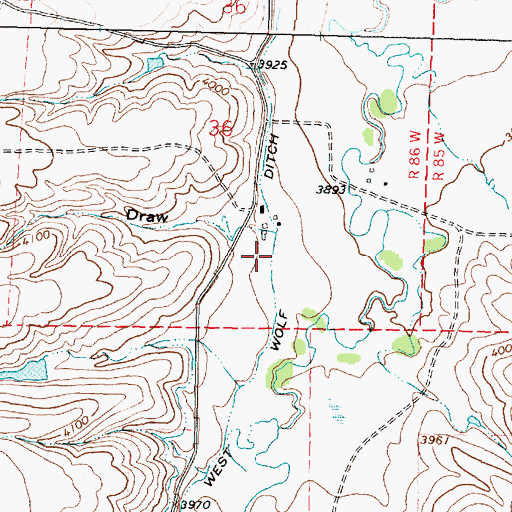 Topographic Map of West Wolf Ditch, WY