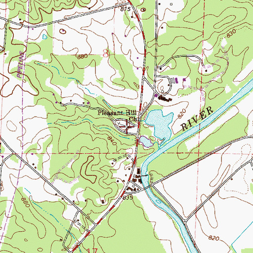 Topographic Map of Pleasant Hill Church, AL