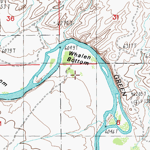Topographic Map of Whalen Bottom, WY