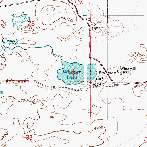 Topographic Map of Wheeler Lake, WY