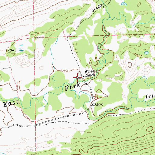 Topographic Map of Wheeler Ranch, WY
