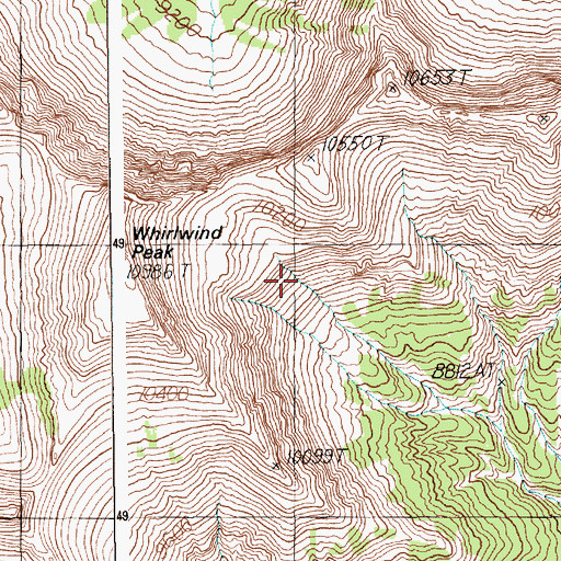 Topographic Map of Whirlwind Peak, WY