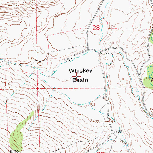 Topographic Map of Whiskey Basin, WY