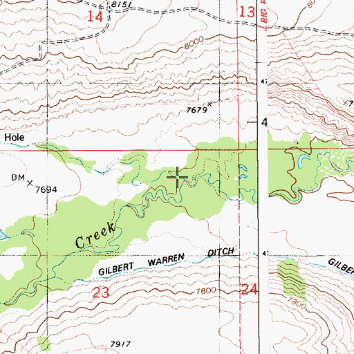 Topographic Map of Whiskey Creek, WY