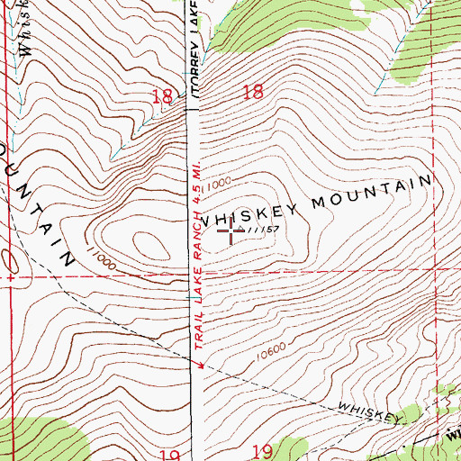 Topographic Map of Whiskey Mountain, WY