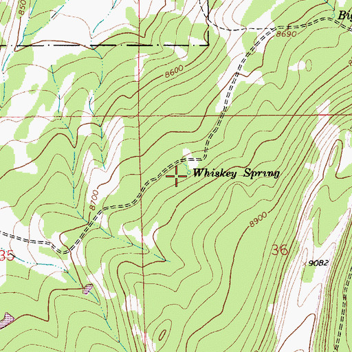 Topographic Map of Whiskey Spring, WY