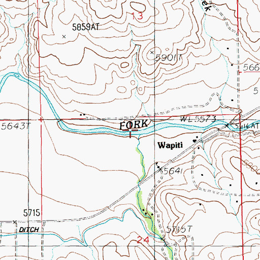 Topographic Map of Whit Creek, WY
