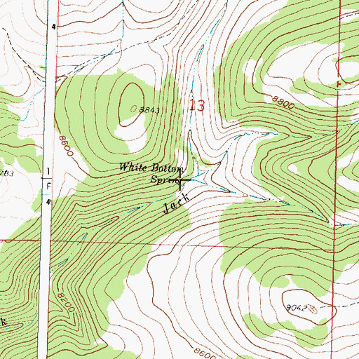 Topographic Map of White Bottom Spring, WY