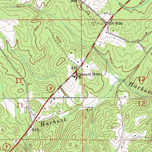 Topographic Map of Pleasant Home Church, AL