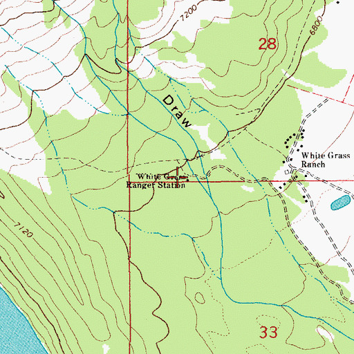 Topographic Map of White Grass Ranger Station, WY