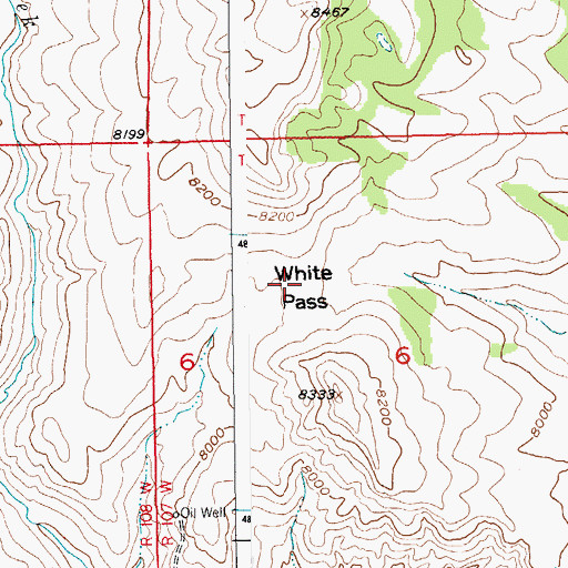 Topographic Map of White Pass, WY