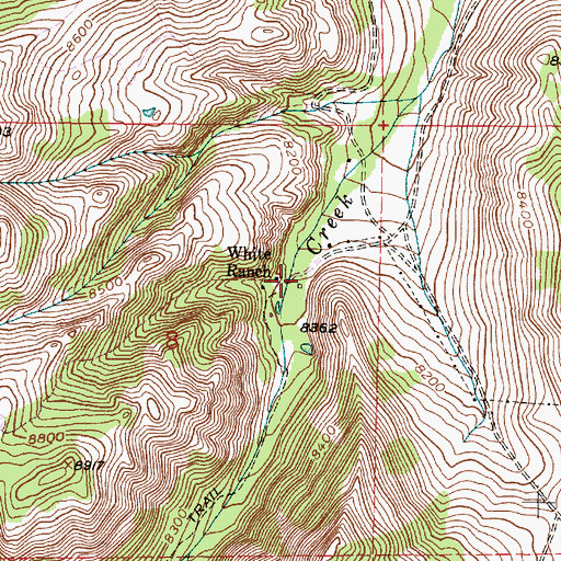 Topographic Map of White Ranch, WY