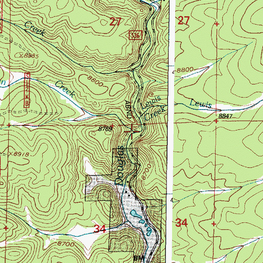Topographic Map of White Swan Creek, WY