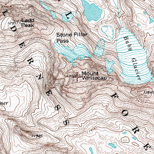 Topographic Map of Mount Whitecap, WY