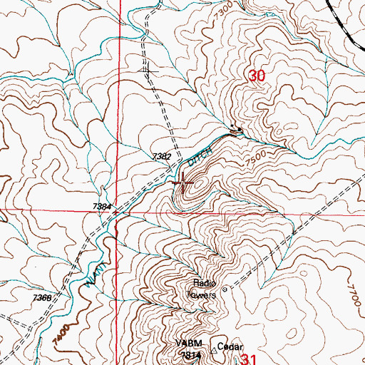 Topographic Map of Wiant Ditch, WY