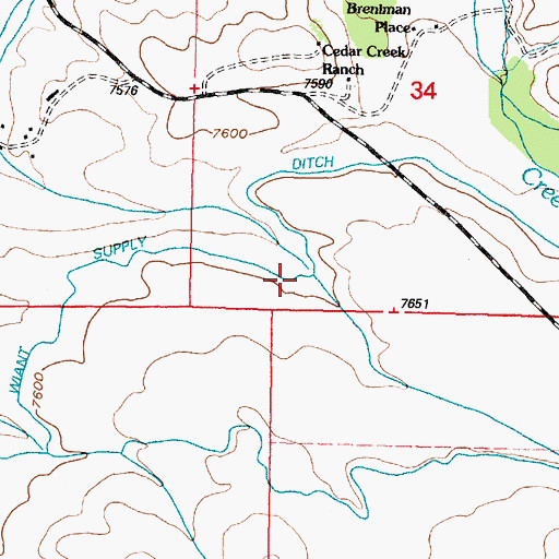 Topographic Map of Wiant Supply Ditch, WY