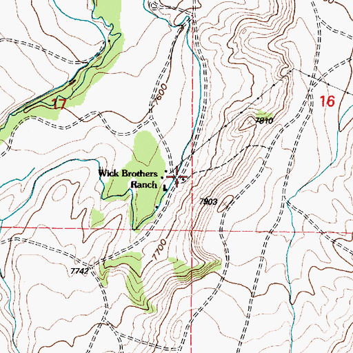 Topographic Map of Wick Brothers Ranch, WY