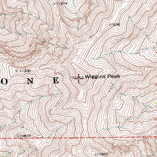 Topographic Map of Wiggins Peak, WY
